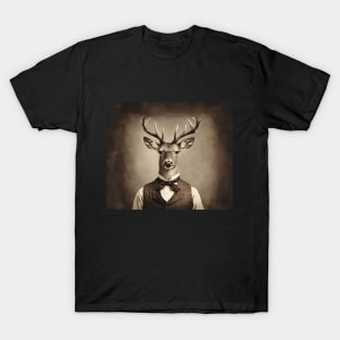 Deer Portrait Victorian Artistic Gift Fashion T-Shirt